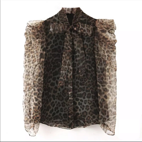 Trendy animal print organza top - Picture 8 of 8